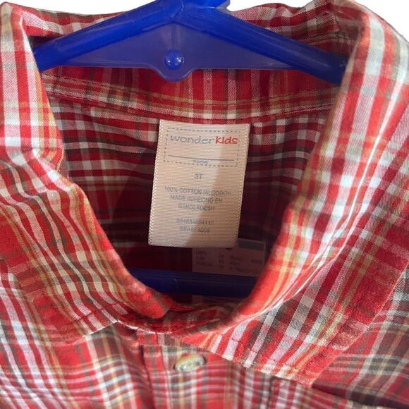 WonderKids short sleeve button up shirt NEW NWT 3T orange - Picture 6 of 8